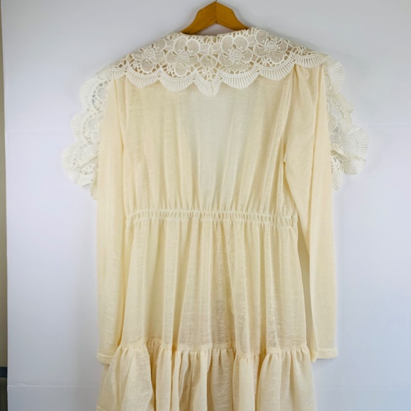 Ryu Vintage inspired Victorian Romantic ruffled lace boho cardigan ivory cream - Picture 5 of 12